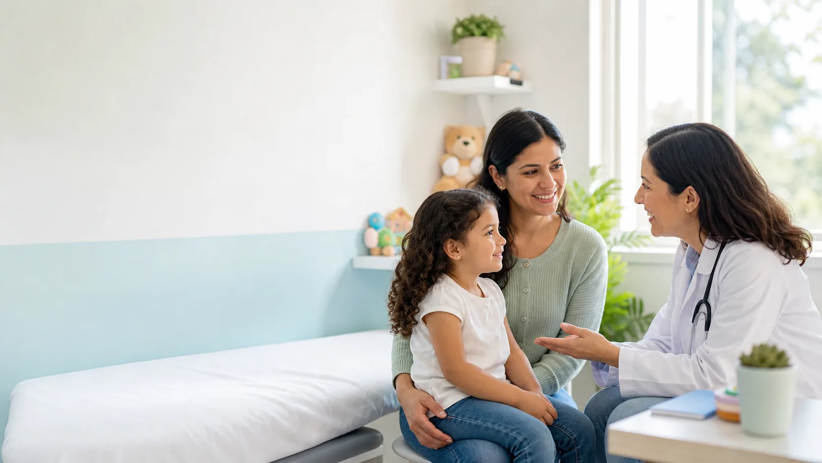 Pediatra conversando con una familia de Salitre